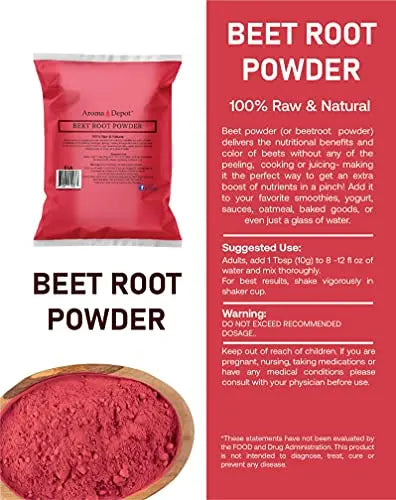 Beet Root Powder 2 lb. by Aroma Depot Raw & Non-GMO I Vegan & Gluten Free I Nitric Oxide Aroma Depot Au supplements
