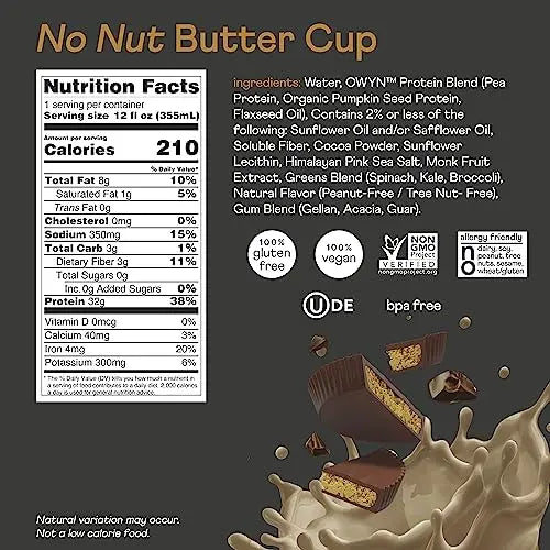 Pro Elite Vegan Plant-Based High Protein Keto Shake, No Nut Butter Cup, Zero Sugar OWYN Only What You Need Au supplements