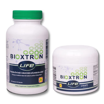 Bioxtron Life AFA Stem Cell Supplement - Joint Support & Muscle Pain - Immune System Support - Support Energy Levels - Stem Cell Production - Blue Green Algae Spirulina - 90 Caps + Cream 2 oz Bioxtron Au supplements
