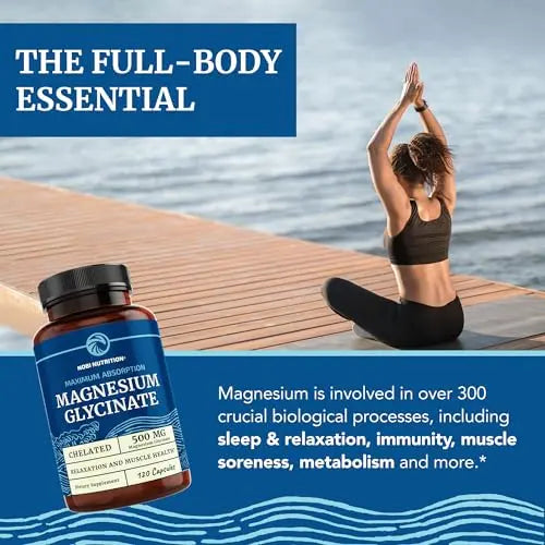 Magnesium Glycinate 500mg | Chelated Bisglycinate Complex for Muscle Relaxation Nobi Nutrition Au supplements