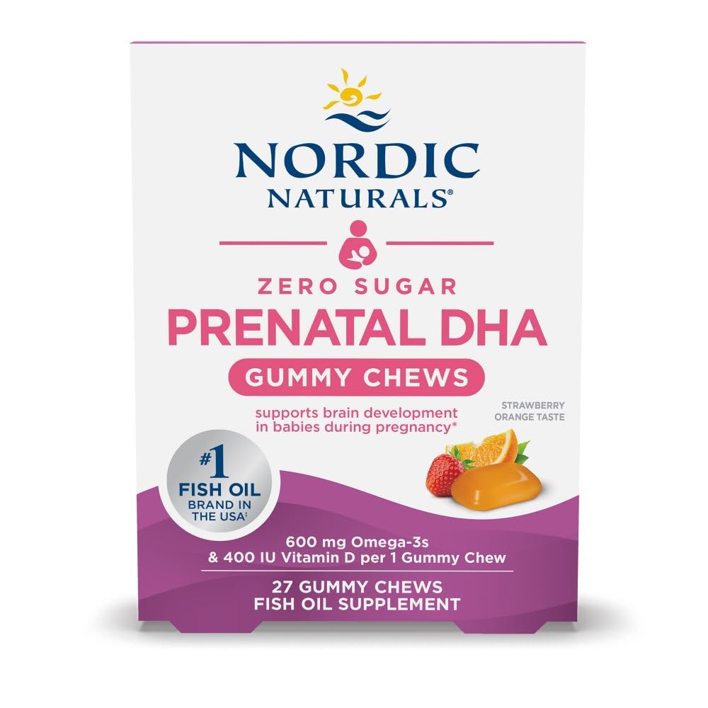 Nordic Naturals Zero Sugar DHA Prenatal Vitamin Gummies, Strawberry Orange Flavor - 27 Gummies - Supplements for Pregnancy - 600 mg Omega-3 Fish Oil and 400 IU Vitamin D3-27 Servings Nordic Naturals Au supplements