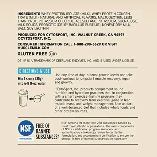 Muscle Milk 100% Whey With Probiotics Protein Powder, Vanilla, 1.85 Pound, 23 Servings Muscle Milk Au supplements