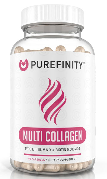 PUREFINITY Collagen Peptides for Women – Type I, II, III, V & X with Biotin & Hyaluronic Acid, Supports Healthy Skin, Bones, Hair & Nails – Non-GMO, Grass-Fed (90 Capsules, 1 Month Supply) PUREFINITY Au supplements