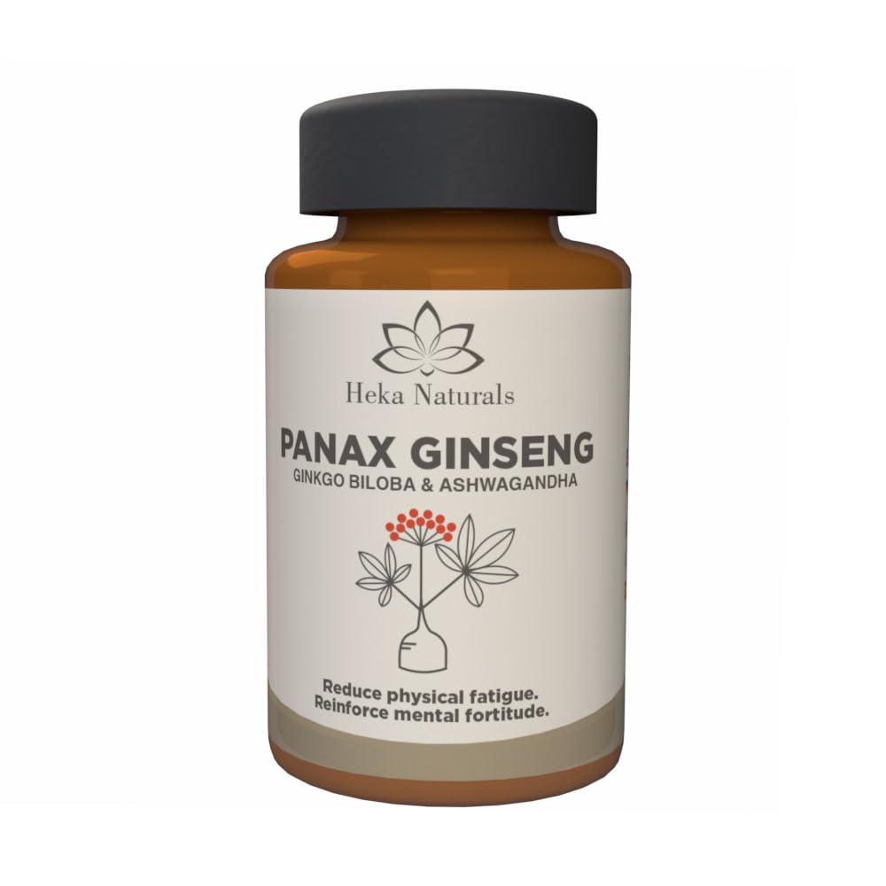 Heka Naturals Panax Ginseng Complex | 90 Capsules with Korean Ginseng, Ginkgo Biloba, Ashwagandha, Beetroot & Green Tea, Botanical Blend with Herbal Ingredients for Balanced | Food Supplement Heka Naturals Au supplements