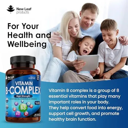 Vitamin B Complex - 365 Small Tablets (One Year Supply) High Strength All 8 B Vitamins NEW LEAF PRODUCTS Au supplements