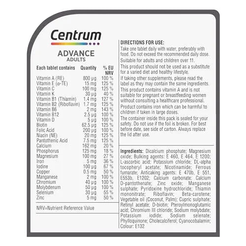 Centrum Advance Multivitamin & Mineral Supplements, 24 essential nutrients including Centrum Au supplements