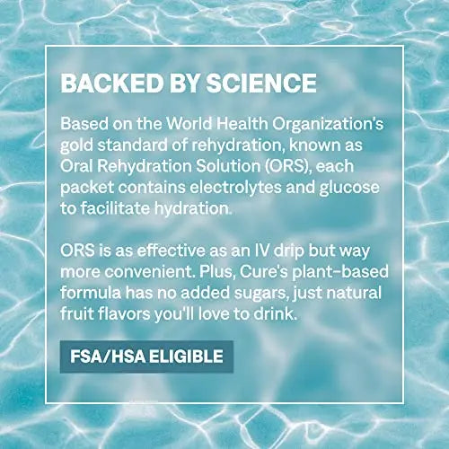 Cure Hydrating Plant Based Electrolyte Mix | FSA & HSA Eligible | Powder for Dehydration Cure Hydration Au supplements