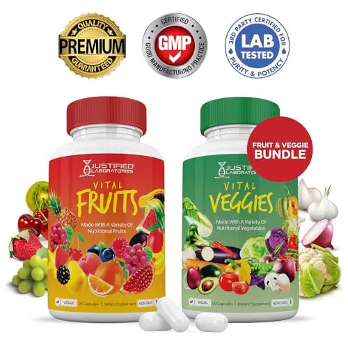 (Set of 2) Vital Fruits and Veggies Supplement Red & Green Superfoods Whole Food Justified Laboratories Au supplements