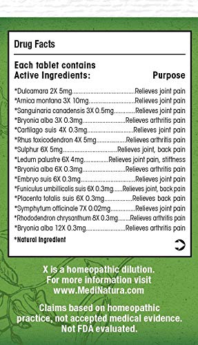 MediNatura T-Relief Extra Strength Arthritis Pain Reliever Arnica +12 Natural Medicines for Joint Soreness Stiffness Aches, Quick Dissolving Pain Relief for Women & Men - 100 Tablets (Pack of 3) MediNatura Au supplements