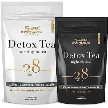EVERLONG Detox Tea 28 Day Morning Boost Tea and Night Cleanse Tea, Burn Fat and Boost EVERLONG Au supplements