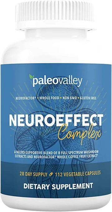Paleovalley NeuroEffect - Neuro Mushroom Coffee Nutritional Supplement for Focus, Memory, and Energy Support - 28-Day Supply - 8 Full Spectrum Mushroom and Whole Coffee Fruit Extracts Paleovalley Au supplements