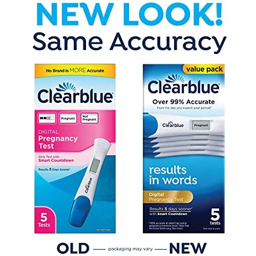 Clearblue Digital Pregnancy Test with Smart Countdown, Multi, 5 count Clearblue Au supplements