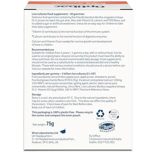 Optibac Kids Probiotic with Vitamin D & Calcium for Immune System Support & Gut Health OptiBac Au supplements