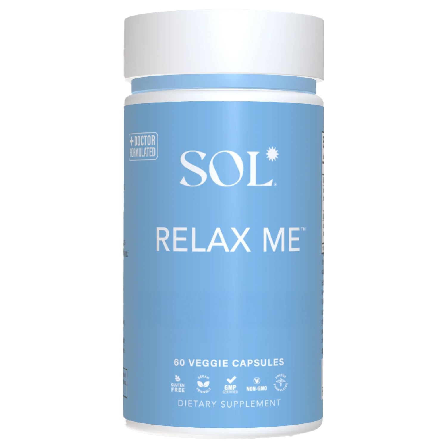 Sol Nutrition Relax Me - Natural Calming Relief for Stress, Tension, & Worry - 15x More Effective - Support Mood, Relax the Mind & Body - Supplements for Adults - Non-Drowsy - 60 Vegetarian Capsules Sol Nutrition Au supplements