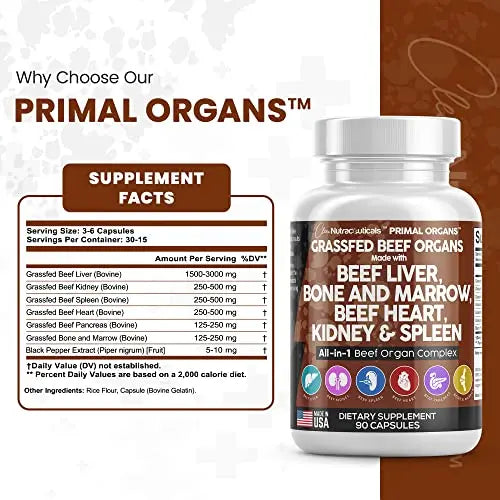 Grass Fed Beef Liver Capsules 3000mg - Premium Quality Beef Organs Clean Nutraceuticals Au supplements