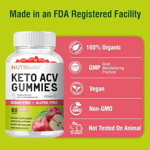NutriKrisp Organic Keto ACV Gummy for Weight Loss - Sugar & Gluten Free Apple Cider NutriKrisp Au supplements