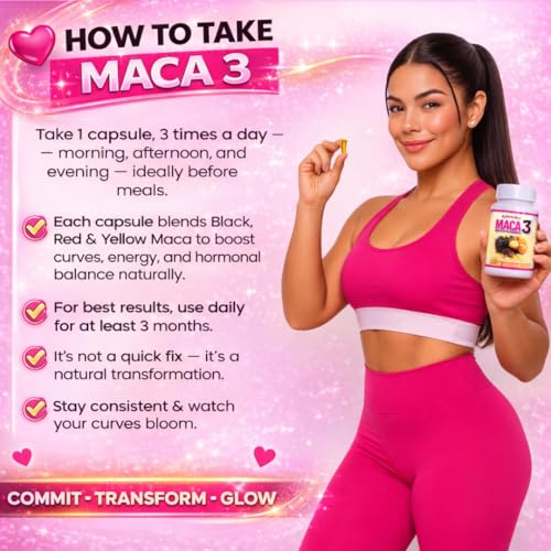 Maca 3 Capsules – Black, Red & Yellow Maca Root Blend – Feminine Balance & Natural Body Support – Herbal Formula Curvy Fruit Au supplements