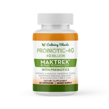CALMING BLENDS Probiotic, 40 Billion CFU, Bi-Pass Delivery System for Maximum Effectiveness, Shelf Stable, 60 Vegetable Capsules CALMING BLENDS Au supplements