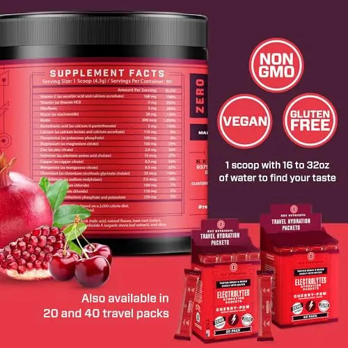 KEY NUTRIENTS Multivitamin Electrolytes Powder No Sugar - Sweet Cherry Pom Electroly KEY NUTRIENTS Au supplements