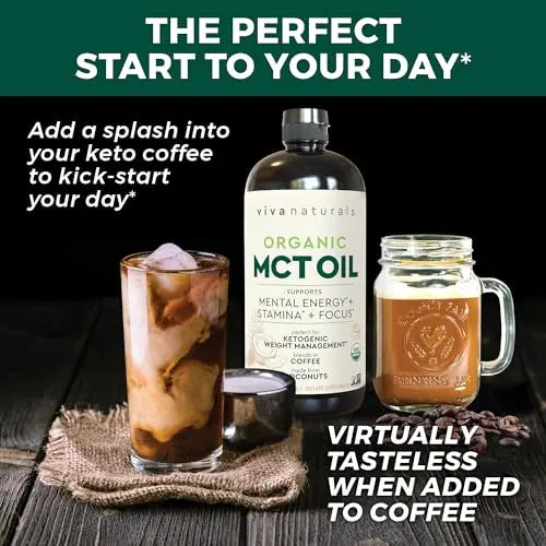 Viva Naturals Organic MCT Oil for Keto Coffee (32 fl oz) - Best MCT Oil Supplement Viva Naturals Au supplements