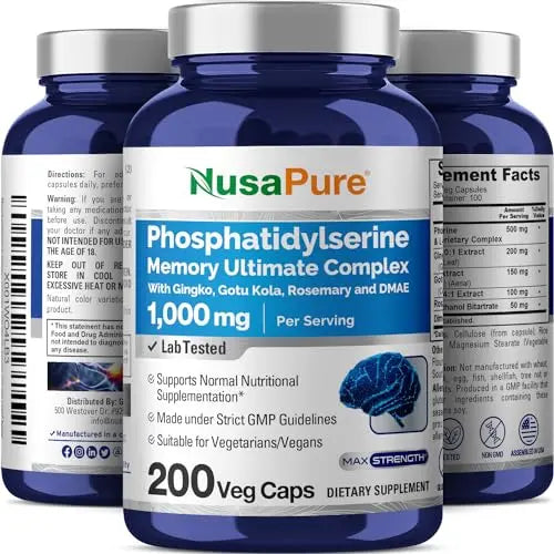 NusaPure Phosphatidylserine Memory Ultimate Complex 1000mg 200 Vegetarian Caps NusaPure Au supplements