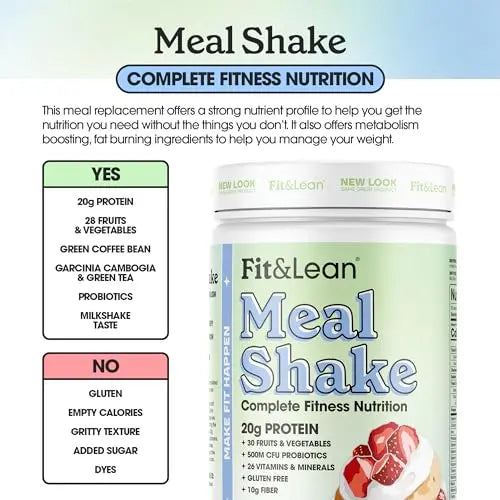 Fit & Lean Meal Shake, Fat Burning Meal Replacement, Protein, Fiber, Probiotics, Strawberry Fit & Lean Au supplements