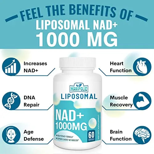 Liposomal NAD+ Supplement 1000 mg | Highest NAD Pontecy | Max Absorption | Pure NAD Maripolio Au supplements