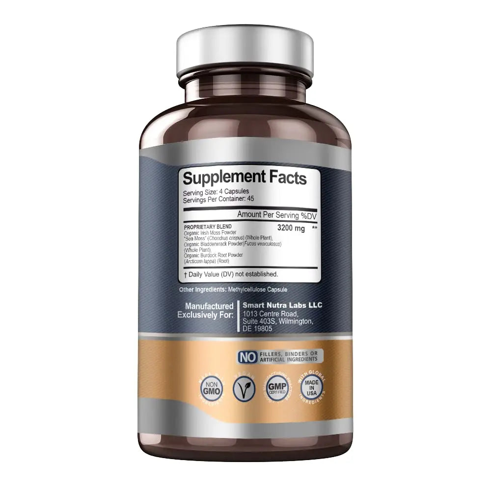 SMART NUTRA LABS Organic Sea Moss 3200MG Per Serving- 180 Vegan SMART NUTRA LABS Au supplements