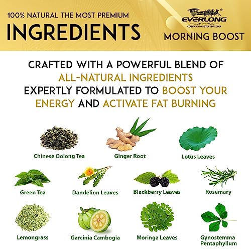 EVERLONG Detox Tea 28 Day Morning Boost Tea and Night Cleanse Tea, Burn Fat and Boost EVERLONG Au supplements