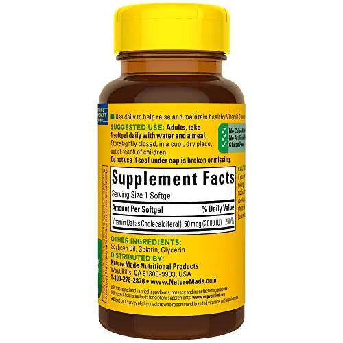Nature Made Vitamin D3 2000 IU (50 mcg), Dietary Supplement for Bone, Teeth, Muscle Nature Made Au supplements