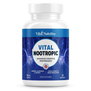 Vital Nootropic 12-in-1 Brain Supplement for Memory, Focus & Energy Support – L-Tyrosine, Bacopa, Rhodiola, Caffeine, B Vitamins – Cognitive Balance Capsules for Men & Women-30 Days Supply VITAL NUTRITIVE Au supplements