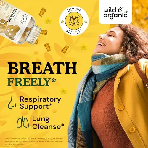 Wild & Organic Mullein Gummies - Daily Dietary Supplement for Respiratory, Digestive Wild & Organic Au supplements
