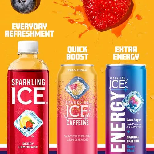 Sparkling Ice, Berry Lemonade Sparkling Water, Zero Sugar Flavored Water, with Vitamins Sparkling ICE Au supplements