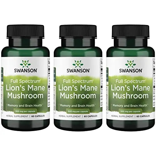 Swanson Lion's Mane Mushroom Capsules - 500 mg Each, 60 Capsules Swanson Au supplements