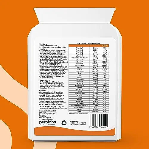 Puro Multivitamin - 34 Multivitamins & Minerals - Daily Complex for Men & Women Purolabs Au supplements