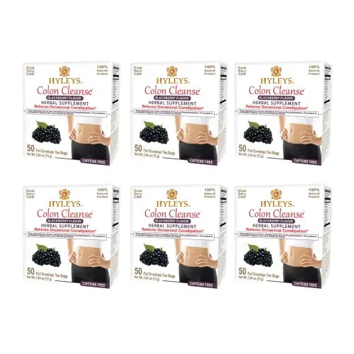Hyleys Colon Cleanse Tea Blackberry Flavor - 50 Tea Bags (6 Pack - 300 Tea Bags Total) HYLEYS Au supplements
