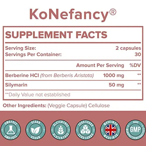 KoNefancy Berberine HCL Supplement 1000mg, High Absorption Berberine Plus Vegan KoNefancy Au supplements