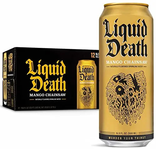 Liquid Death Flavored Sparkling Water with Agave, Mango Chainsaw, 16.9 oz Tallboys Liquid Death Au supplements
