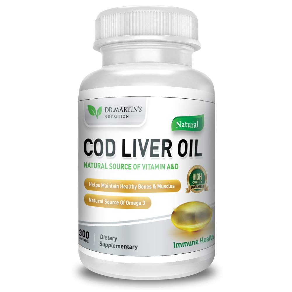 COD Liver Oil | 300 Softgels | Natural Source of Omega 3 Fatty Acids | Triple Strength | Best Immune Health, Healthy Bones & Muscle Dietary Supplement | DR. MARTIN'S NUTRITION Au supplements