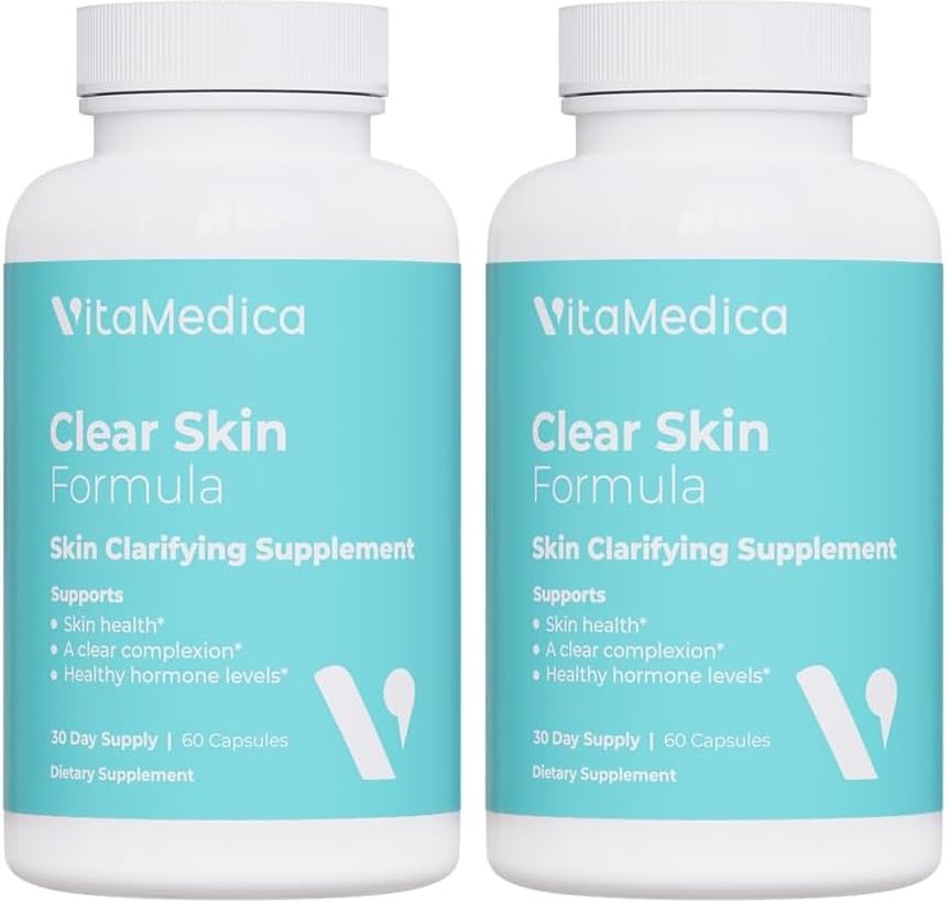 VitaMedica Clear Skin Vitamin Formula | Noncystic Acne Supplement for Skin Clearing | Breakout Treatment for Women and Men | Vitamins A, C, E, Selenium, Chromium, and Zinc for Skin Health | 2 Pack VitaMedica Au supplements