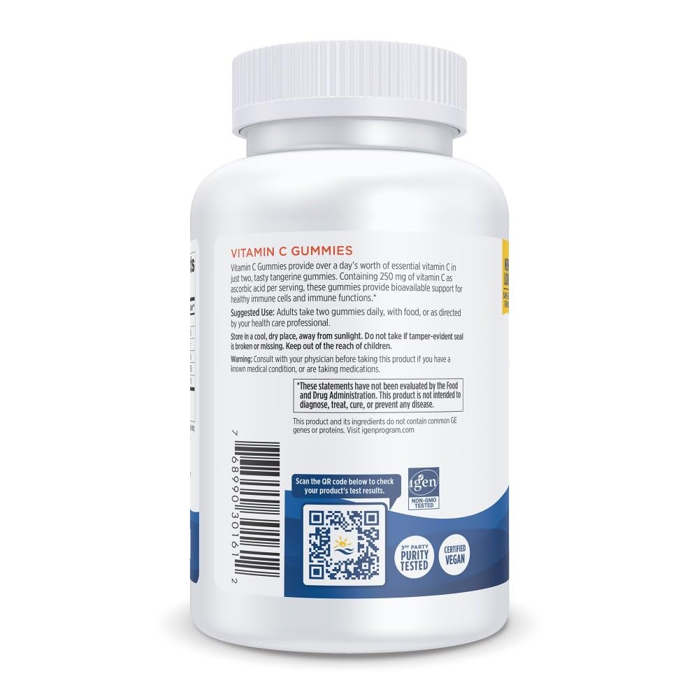 Nordic Naturals Vitamin C Gummies, Tart Tangerine - 120 Gummies - 250 mg Vitamin C - Immune Support, Antioxidant Protection, Child Growth & Development - Non-GMO, Vegan - 60 Servings (Pack of 2) Nordic Naturals Au supplements