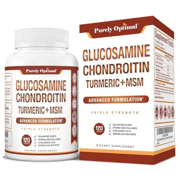 Purely Optimal Premium Glucosamine Chondroitin MSM Supplement Tablets w/Turmeric Purely Optimal Au supplements
