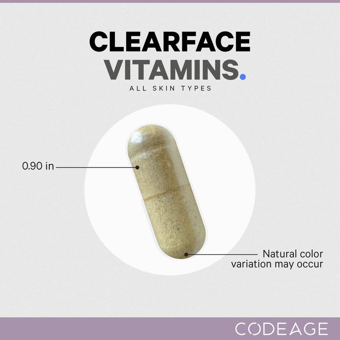 Codeage Clearface Pantothenic Acid, Niacin Supplement, Vitamins A, C, D3, E, Probiotics, Zinc, Riboflavin, Thiamin, L-Lysine HCL & Omega-3, Niacinamide, Skin Botanical Blend - Non-GMO - 90 Capsules Codeage Au supplements