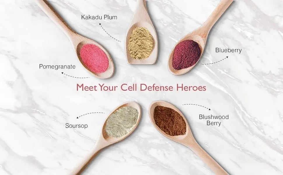 Aussie Pure Blushwood Berry Superfruit Daily Cell Defense - Soursop - Kakadu Plum - Pomegranate - Blueberry - Immune and Cell Support Powder - All Ages - Lab Tested and Authenticated - 180g/6.4oz Aussie Pure Au supplements