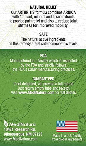 MediNatura T-Relief Extra Strength Arthritis Pain Reliever Arnica +12 Natural Medicines for Joint Soreness Stiffness Aches, Quick Dissolving Pain Relief for Women & Men - 100 Tablets (Pack of 3) MediNatura Au supplements