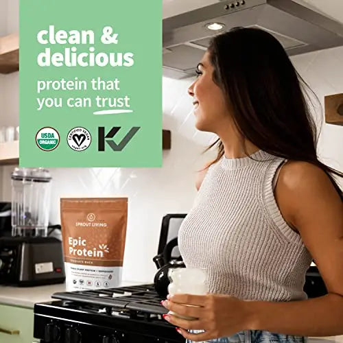 Sprout Living Epic Protein, Plant Based Protein & Superfoods Powder, Chocolate Maca Sprout Living Au supplements