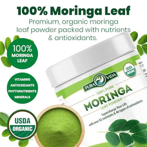 PURA VIDA MORINGA Moringa Powder Organic Single Origin - Premium 100% Leaf Powder PURA VIDA MORINGA Au supplements