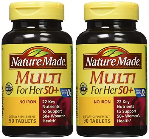 Nature Made Multi For Her 50+ Vitamin & Mineral Tabs, 90 ct (Pack of 2) Packaging May Nature Made Au supplements