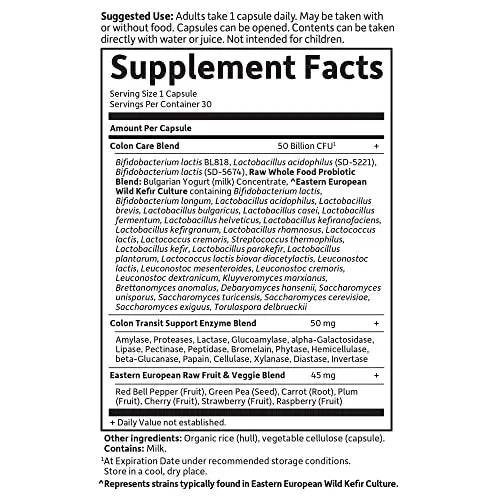 Garden of Life RAW Probiotics Colon Care Shelf Stable - 50 Billion CFU Guaranteed Garden of Life Au supplements