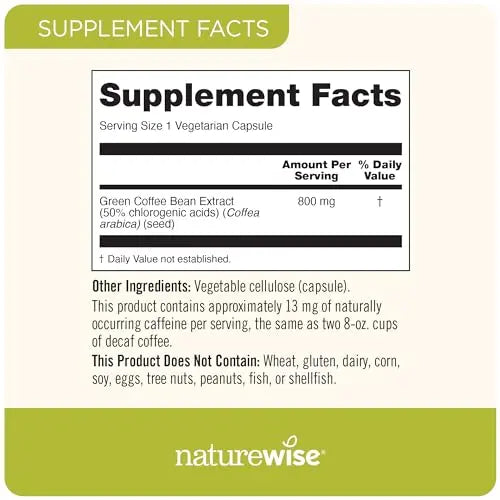 NatureWise Green Coffee Bean Extract - Pure Green Coffee Bean Capsules 800mg NatureWise Au supplements